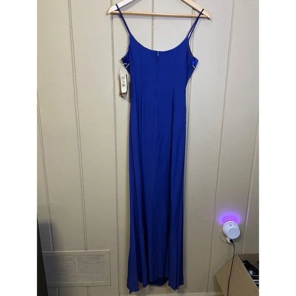 Jessica McClintock Gunne Sax Royal Blue Spaghetti Strap Maxi Dress Size 3/4 tags - Picture 1 of 5